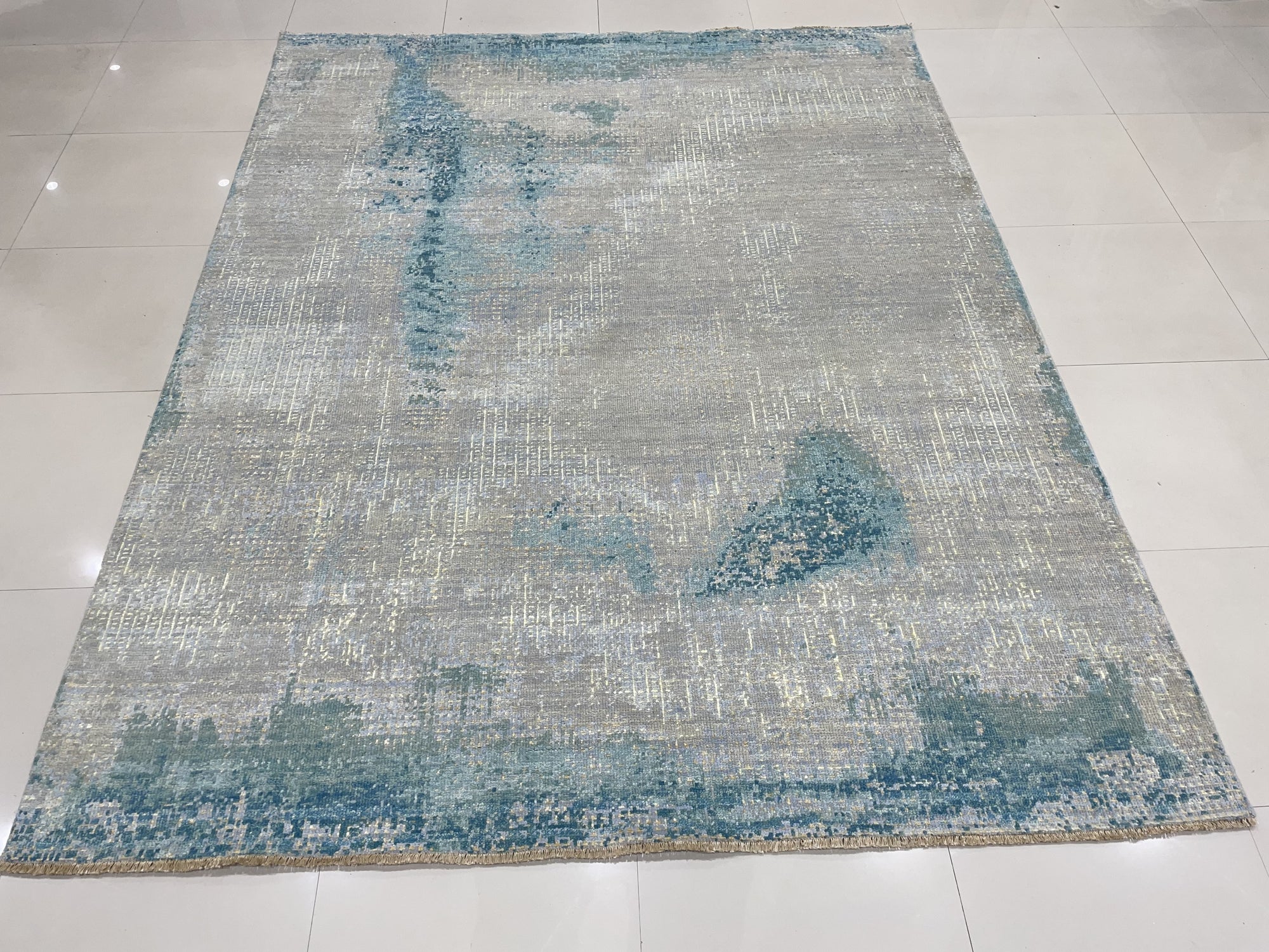 Aqua Ethereal Abstract Elegance Rug