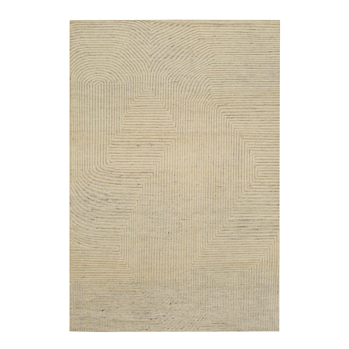 Hand Knotted Wool Ivory Transitional Modern Modern Knot Rug