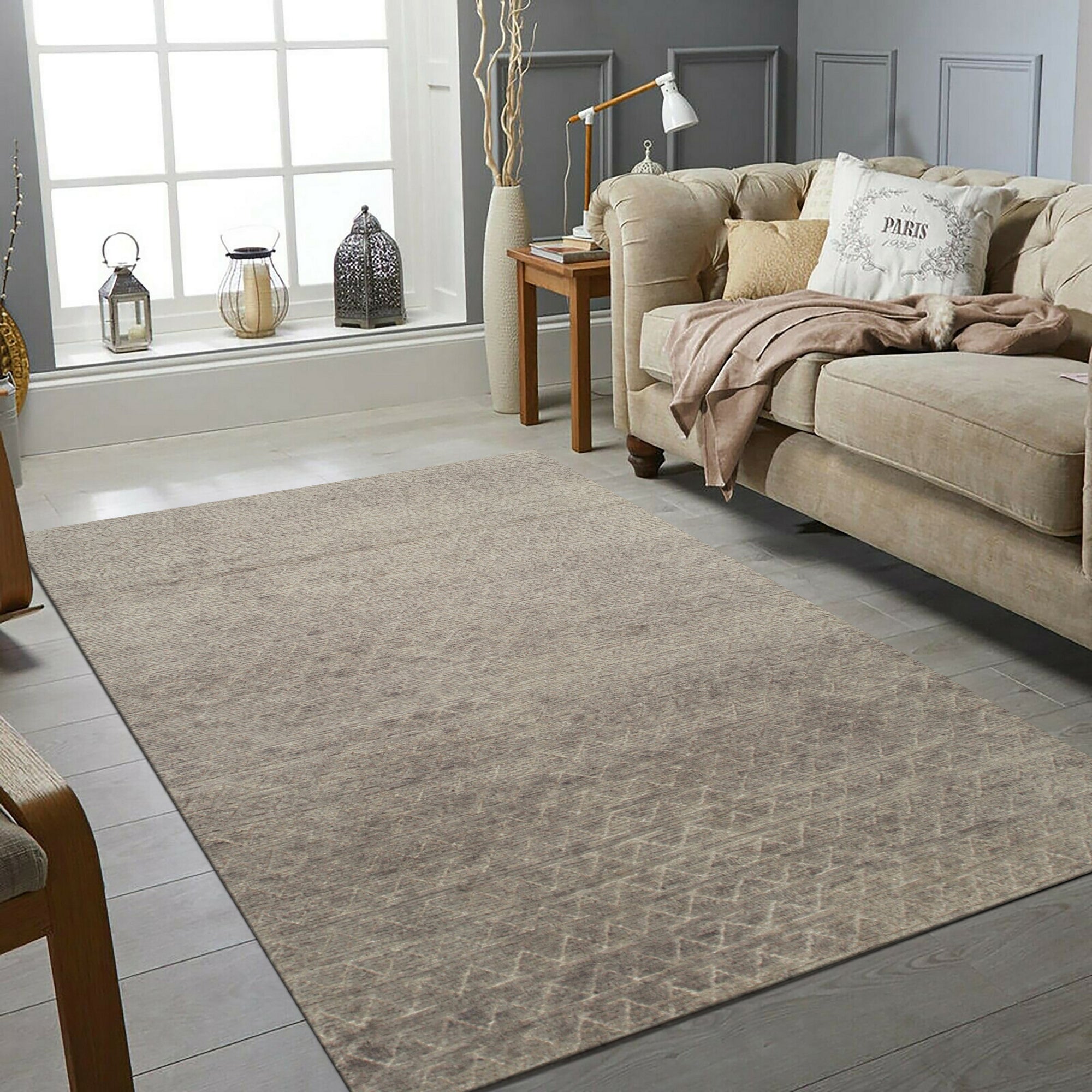 Elegant Gray Transitional Handmade Wool Masterpiece Rug