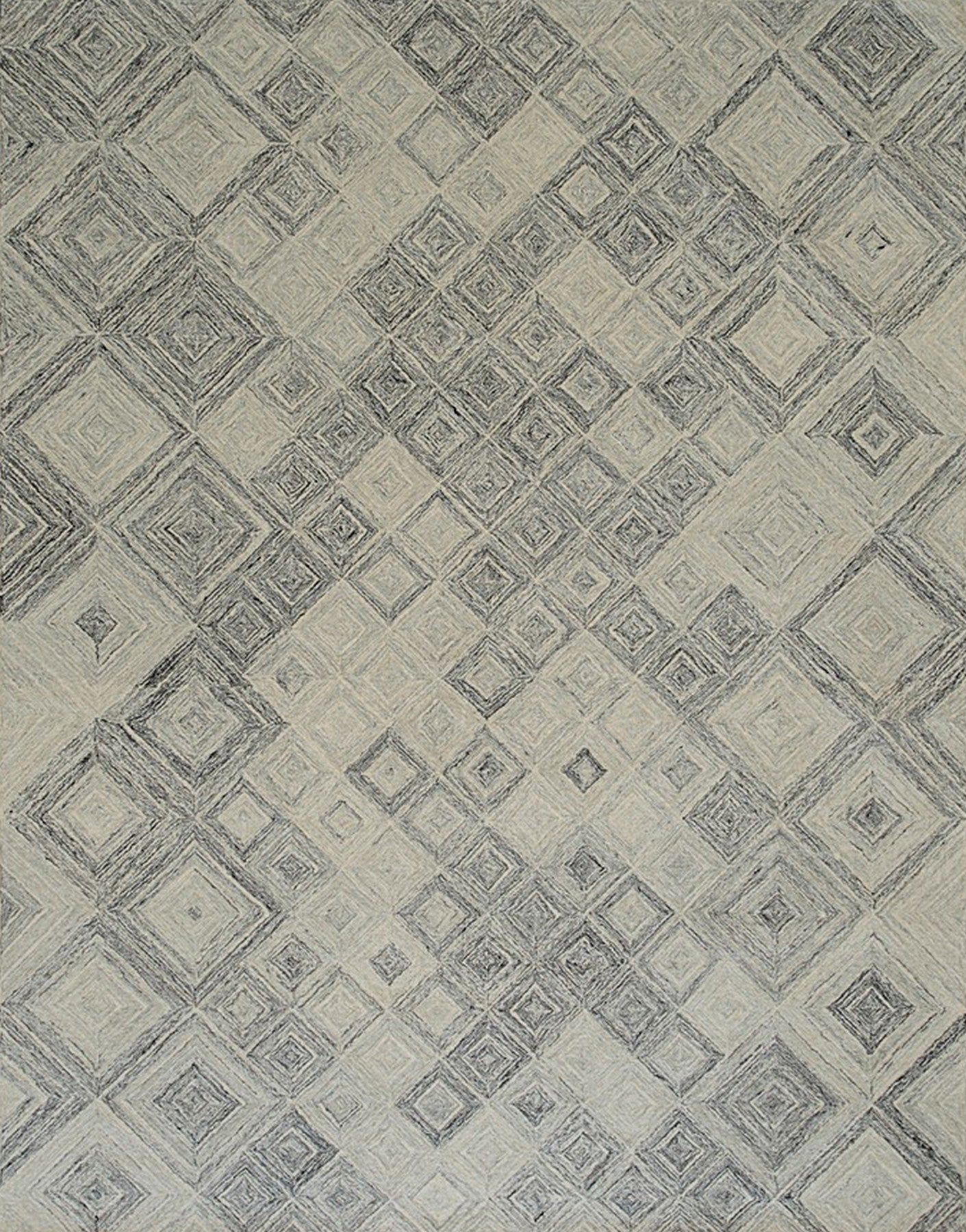 Silver Lattice Hand-Tufted Wool Rug