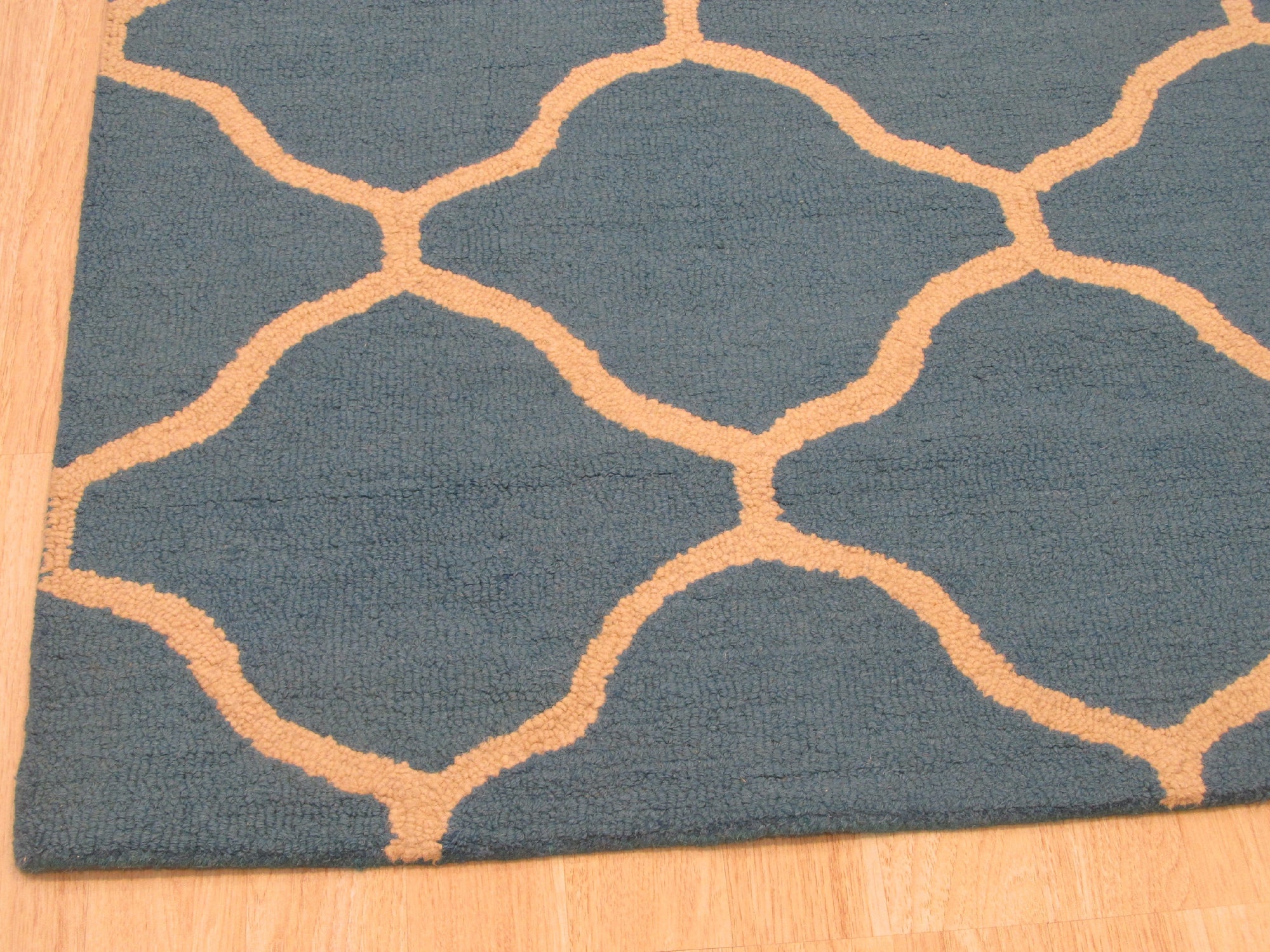 Teal Moroccan Oasis Hand-Tufted Wool Rug