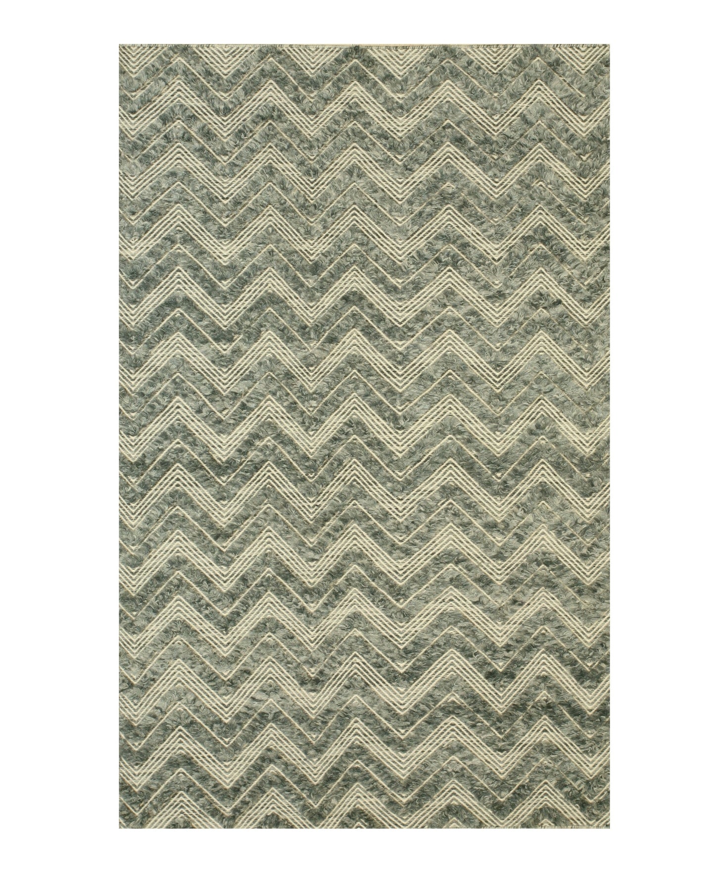 Emerald Chevron Hand-Tufted Wool Rug