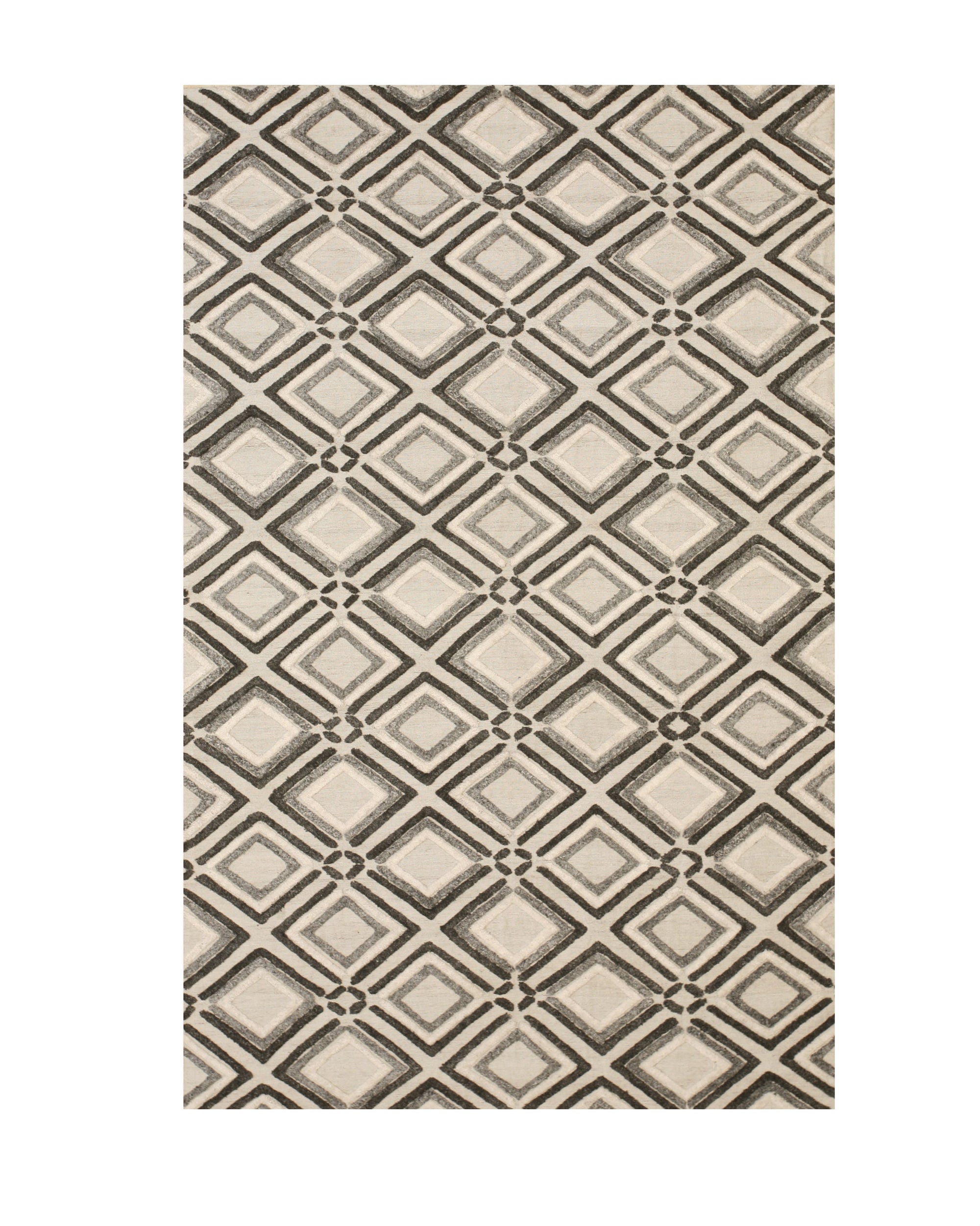 Geometric Slate Hand-Tufted Wool Rug