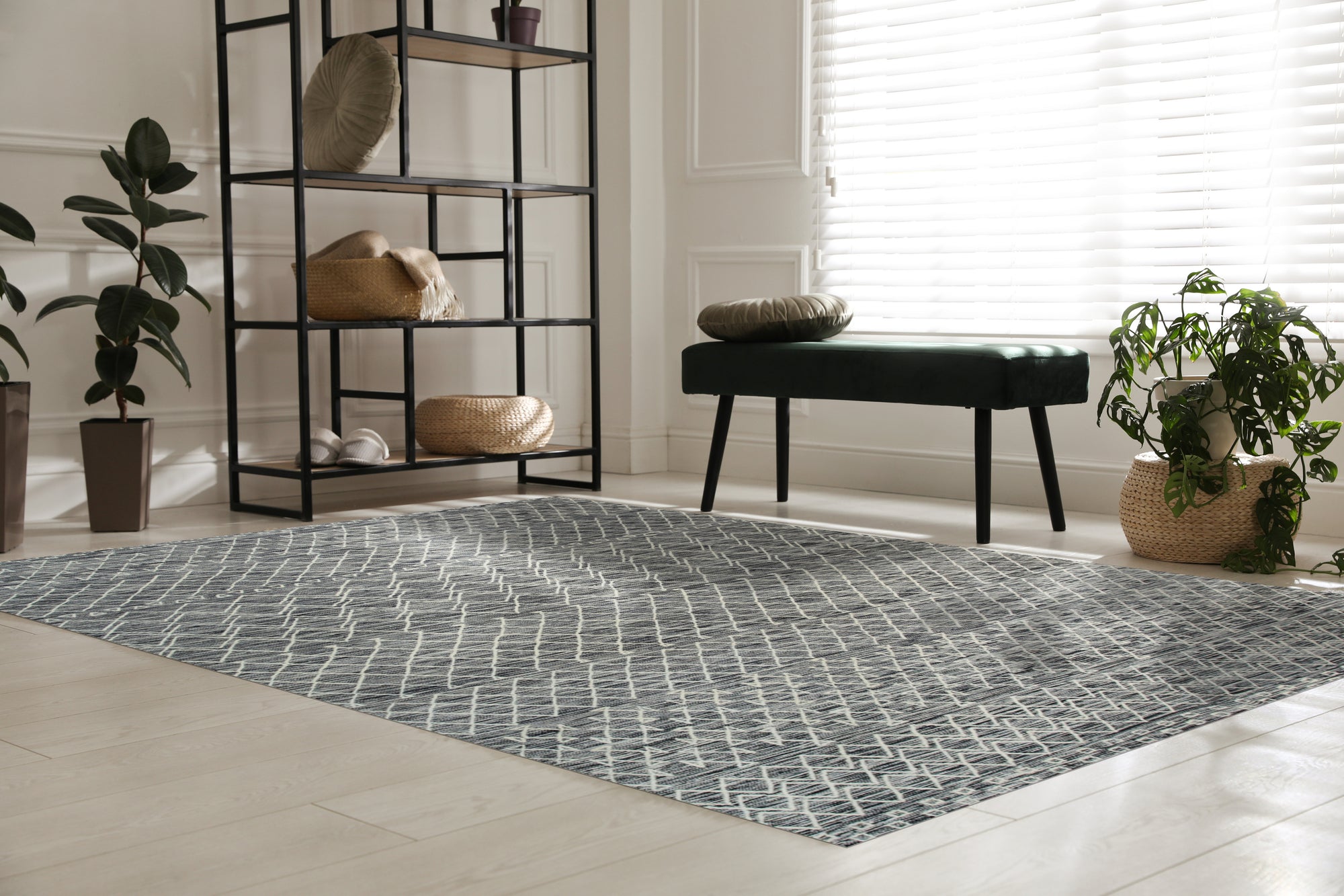 Midnight Geometric Punja Kilim Rug