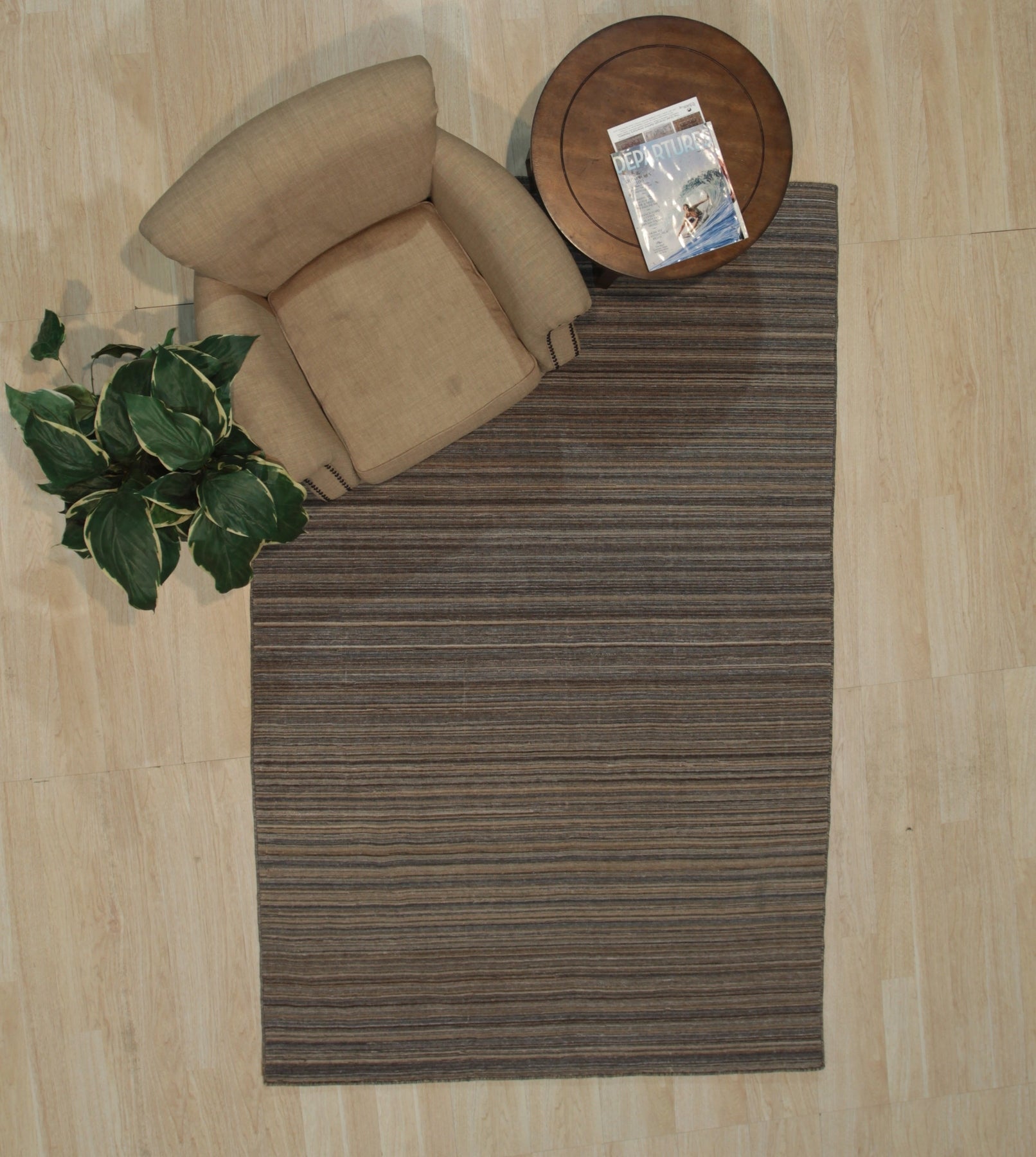 Reversible Rustic Striped Handmade Polyester Rug