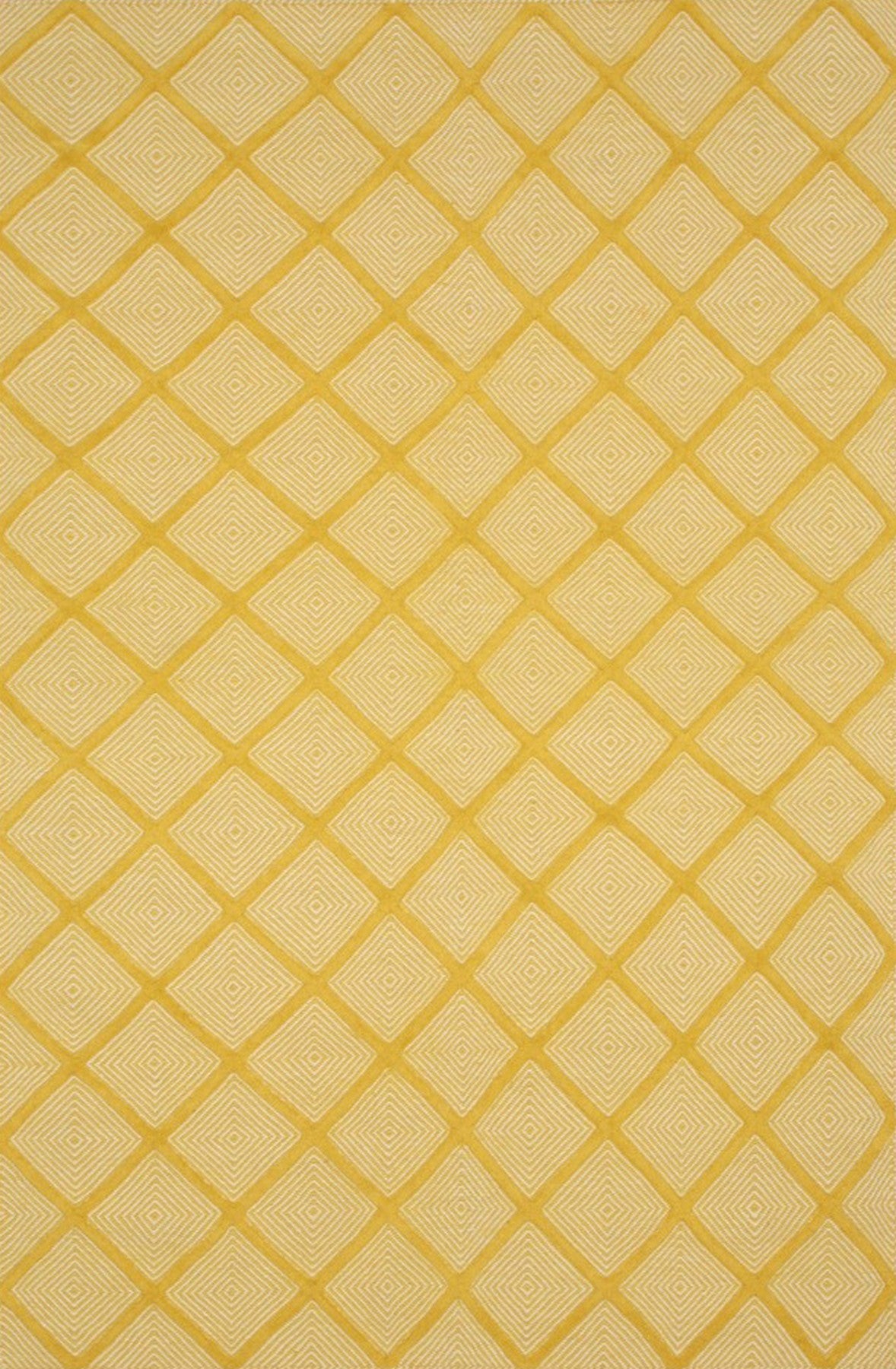 Yellow Diamond Trellis Handmade Wool Rug