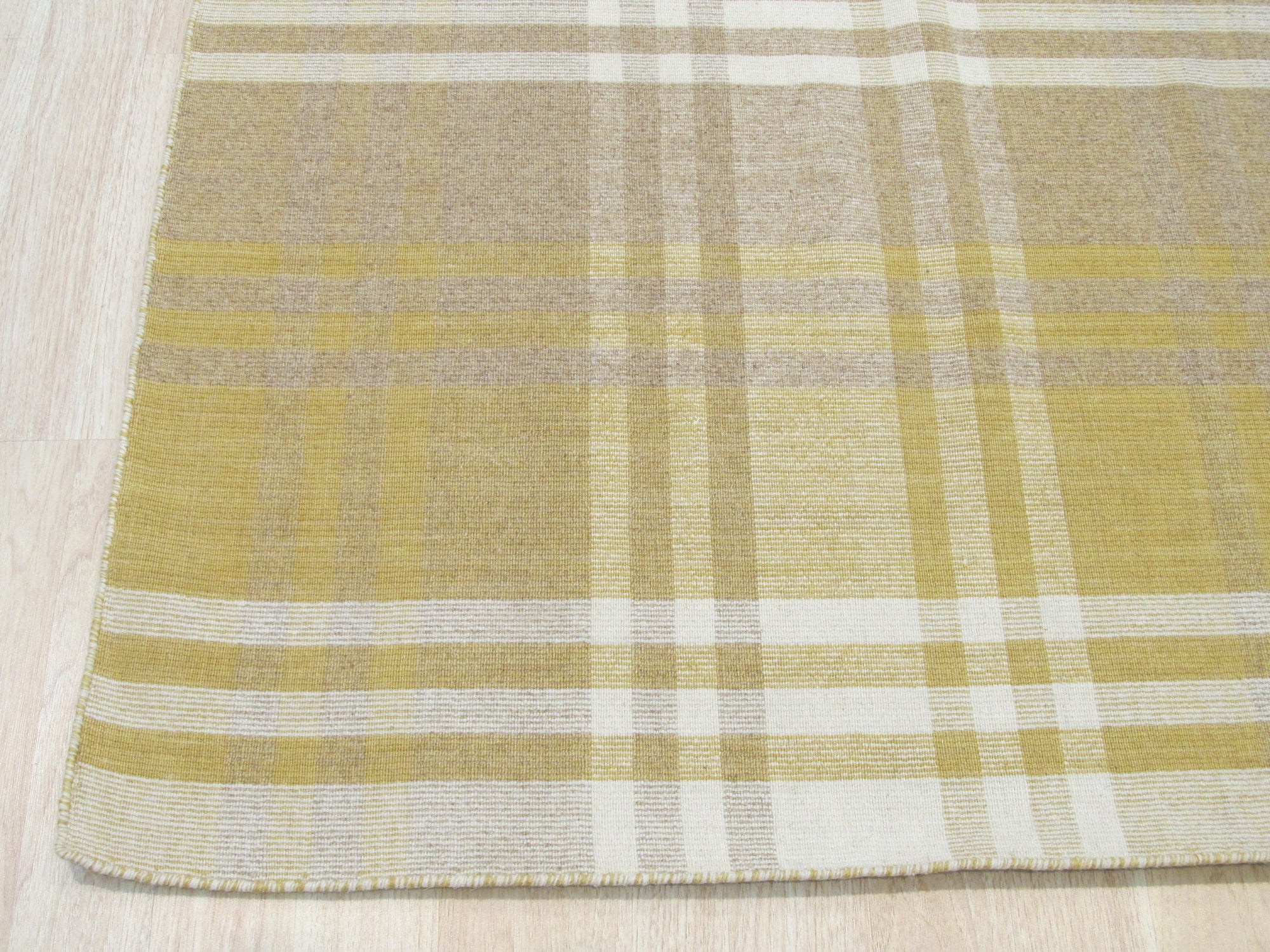 Golden Plaid Wool Rug