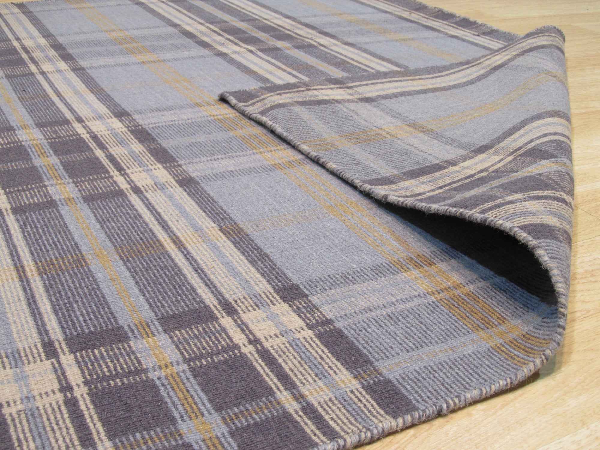 Blue Tartan Handmade Wool Rug