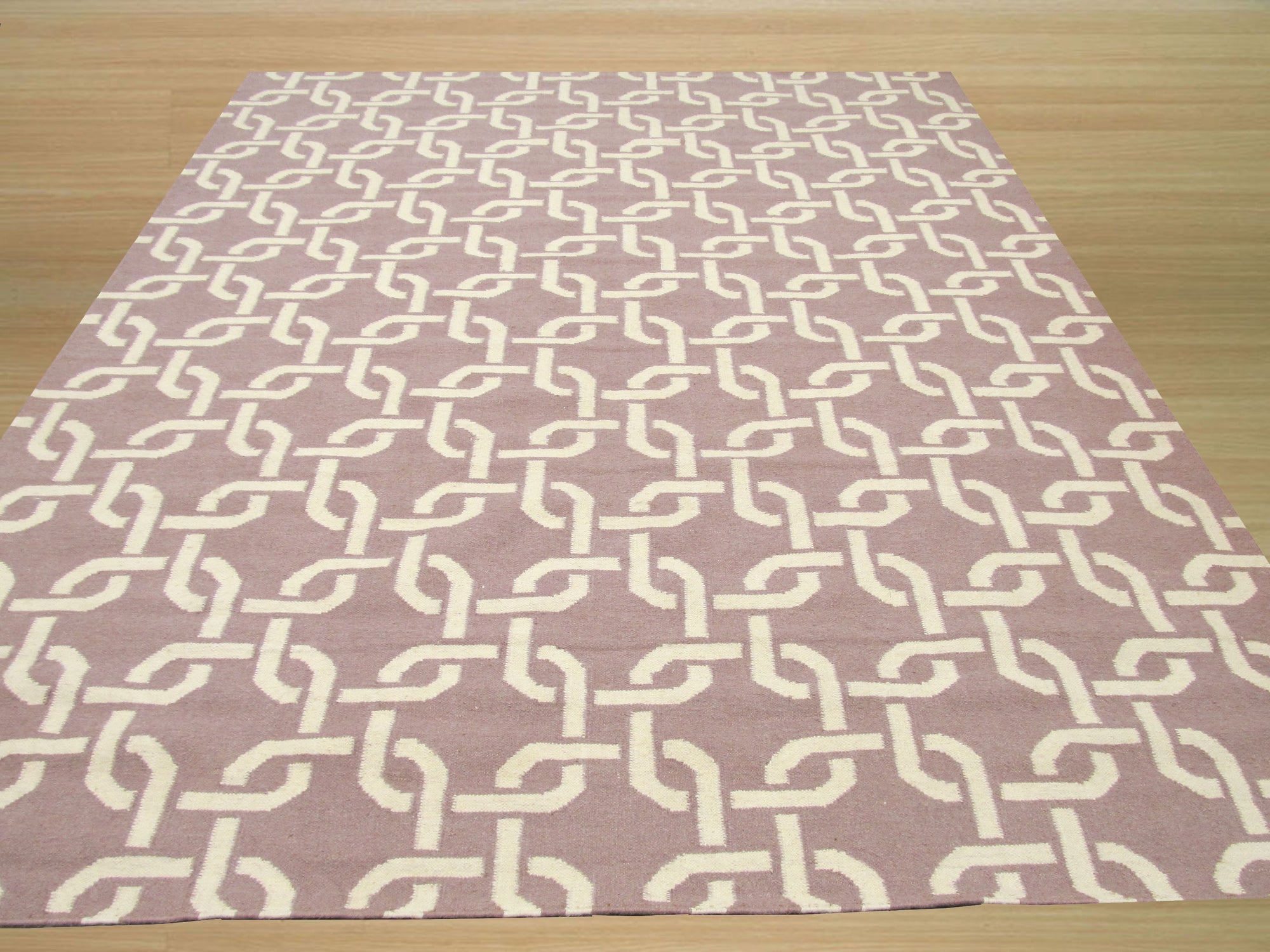 Pink Transitional Geometric Links Dhurrie Rug