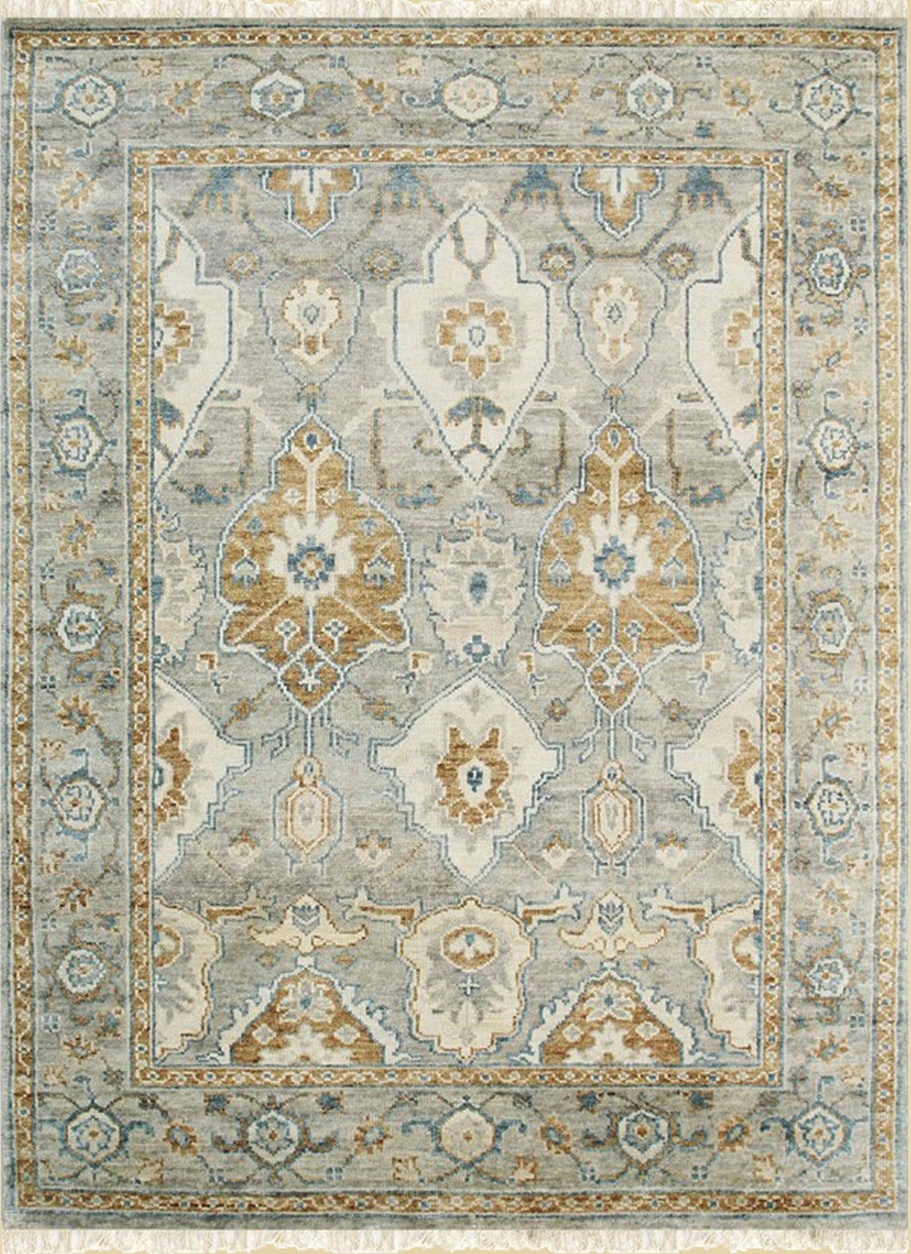 Classic Green Oushak Hand-Knotted Wool Rug