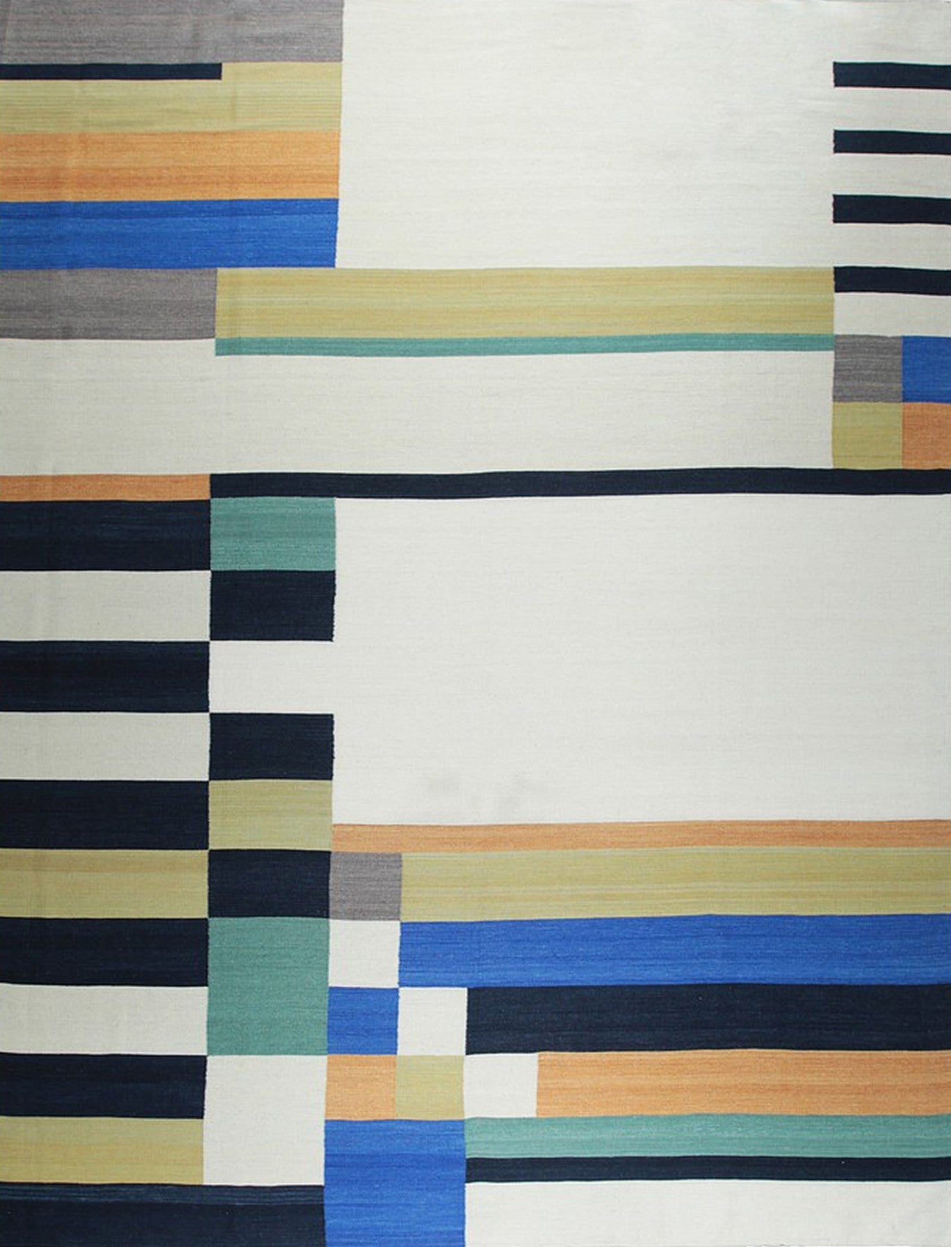 Modern Multi-Colored Geometric Handmade Wool Rug