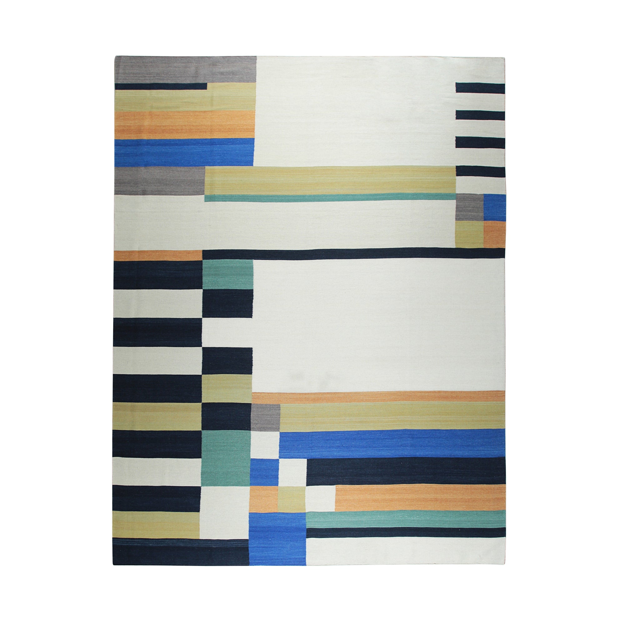 Modern Multi-Colored Geometric Handmade Wool Rug